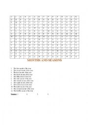 English Worksheet: months and seasons