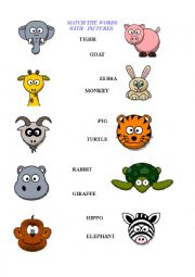 English Worksheet: Animals worksheet - kids