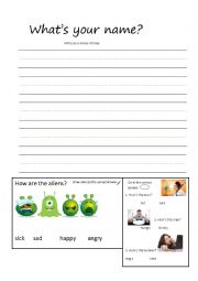 English Worksheet: Writing name practice