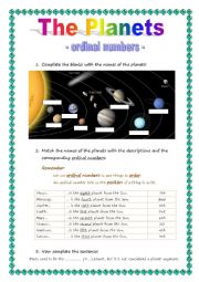 The Planets - ordinal numbers