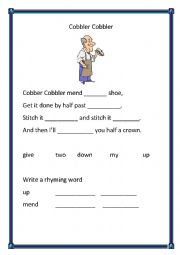 English Worksheet: cobbler cobbler