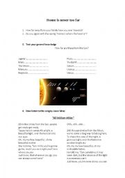 English Worksheet: 93 miles from the sun.