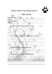 English Worksheet: Nature walk