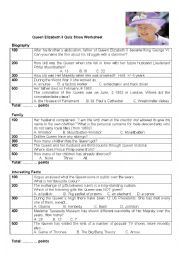 Exercises Queen Elizabeth I (three pages) ESL worksheet by silvia28