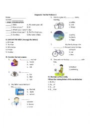 English Worksheet: Diagnostic Exam in English