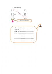 English Worksheet: Places in the town- matching activity and there is