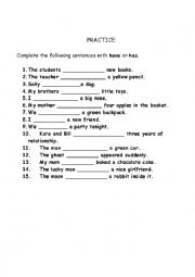 English Worksheet: Have and has for kids