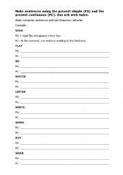 English Worksheet: Present simple & Present continuous