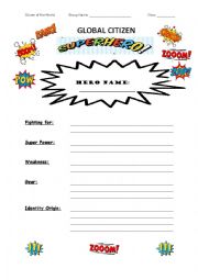 English Worksheet: Citizen of the World Superhero