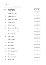 English Worksheet: Reading Programme-Sentences