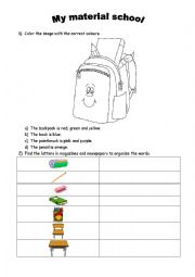 English Worksheet: School Material