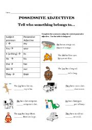 English Worksheet: Possessive adjectives--easy and with pictures!
