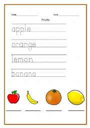 Fruit Label and Writing Practice