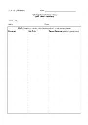 English Worksheet: Split-Page Note-taking Graphic Organizer