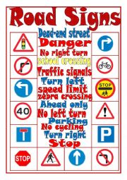 Road Signs Matching Activity