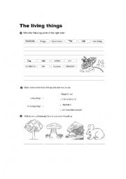 English Worksheet: Living things vital functions