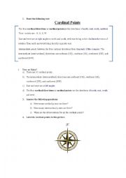 English Worksheet: cardinal points