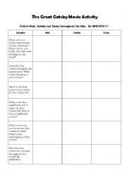 English Worksheet: The Great Gatsby Movie Activity