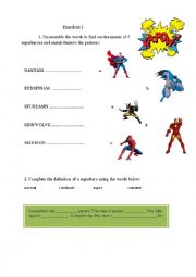 English Worksheet: Super heroes