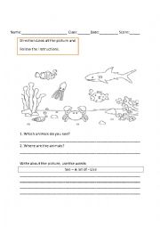 English Worksheet: Writing about the sea | Low Level |