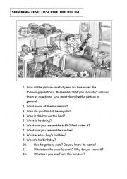 English Worksheet: Oral activity. Describe the room. Speaking test 2. ( two pictures)