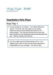 English Worksheet: Negotiation Role Plays