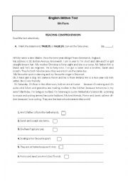 English Worksheet: English written test 6th grade