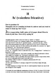English Worksheet: Pronunciation Factsheet 1 The Letter H