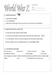 world war Z worksheet 3