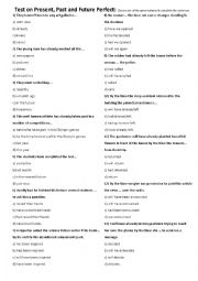 English Worksheet: Perfect Simple Tenses