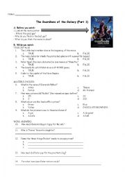 English Worksheet: Guardians of the Galaxy (Movie part 1)