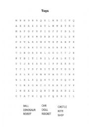 English Worksheet: Toys word search