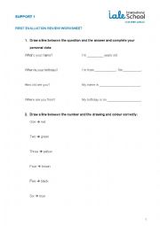 English Worksheet: First evaluation review