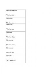 English Worksheet: I have, who has? game for double vowel practice