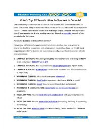 English Worksheet: Top 10 Secrets of Success in Canadian Culture