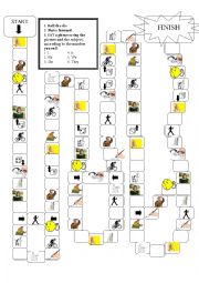 English Worksheet: Present Tense Regular and Y->IES Verbs board game