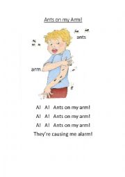 English Worksheet: Ants on my Arm - Letter A Worksheet Jolly Phonics