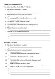 English Worksheet: The task to the short video Boris Bikes