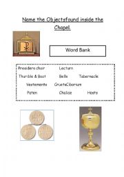 English Worksheet: Objects found in a Catholic chapel