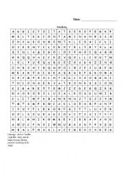 English Worksheet: 9th form : smoking word search 