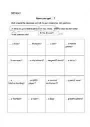 English Worksheet: Have got - Bingo