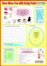 English Worksheet: Vocab - Have More FUN with BODY PARTS - 2 + Key