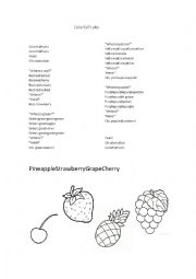 English Worksheet: Colorful fruits