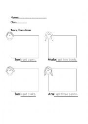 English Worksheet: Trace then draw