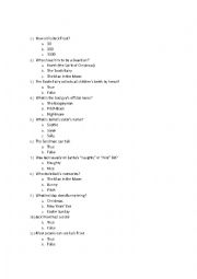 English Worksheet: content quiz: Rise of the Guardians