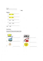 English Worksheet: Test for vocabulary and phonics