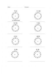 English Worksheet: Writing the time