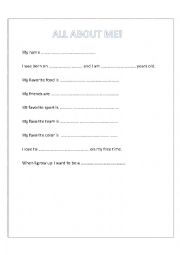 English Worksheet: Student Profile Sheet