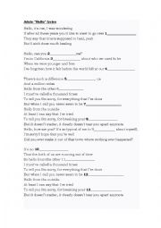 English Worksheet: Songs in English; Hellow by Adele