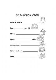 Self introduction worksheets